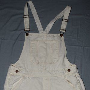 H&M DIVIDED White Distressed Denim Shortalls, Size 6
